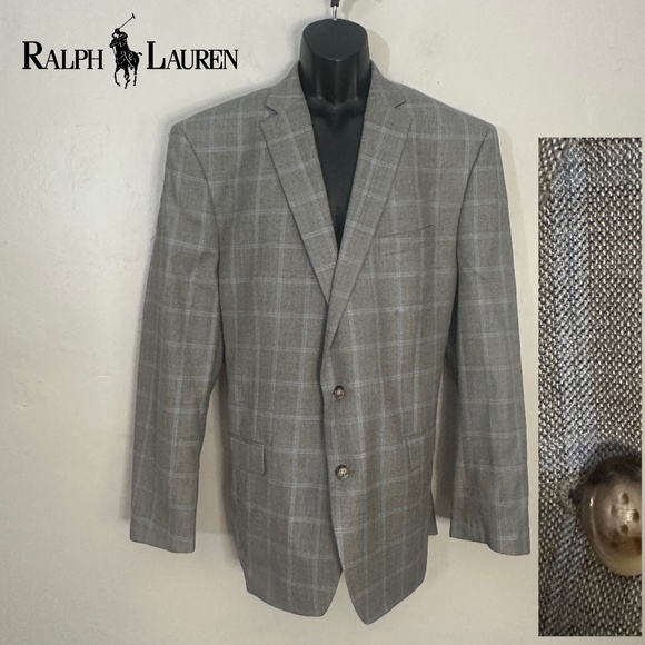 Lauren by Ralph Lauren Plaid Silk Blend Blazer 48L Gently worn 52% silk/48% wool - Picture 1 of 4